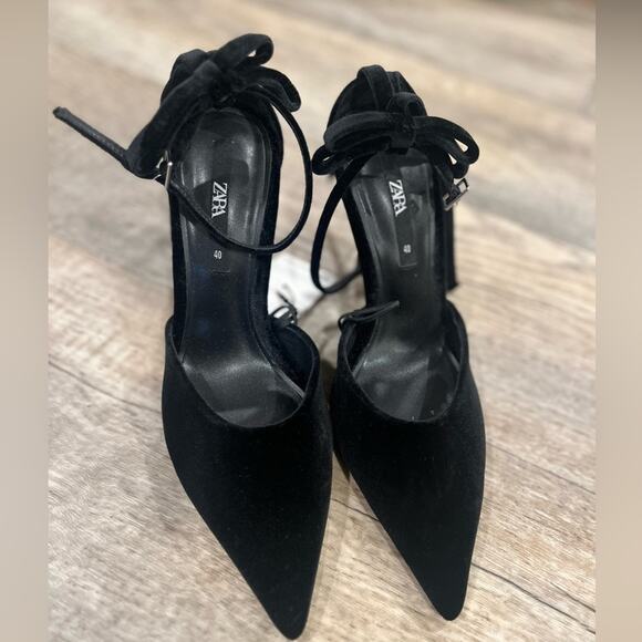 ZARA Pointed Toe Heels with Bow NWT - Picture 8 of 16